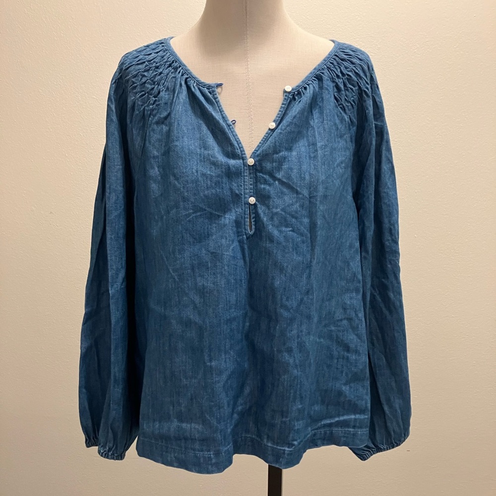 Brand New Denim Long Sleeve 4 Button Shirt M